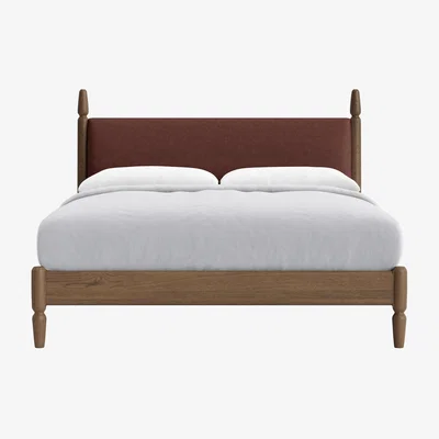 Loaf Superking Pippi Bed in Dark Oak in Mulberry Wine Clever Linen