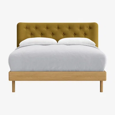 Loaf Double Dr Slow Bed in Light Oak in Cardamom Cake Clever Linen