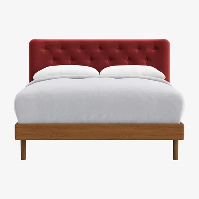 Loaf Double Dr Slow Bed in Warm Ash in Rocking Horse Clever Velvet