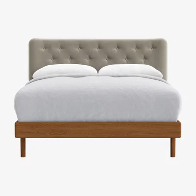 Loaf Double Dr Slow Bed in Warm Ash in Pudding Spoon Clever Velvet