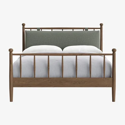 Loaf Poppins Bed, Double (Pear Drop Clever Linen, Dark Oak)