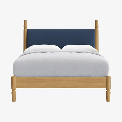 Loaf Pippi Bed, Double (Cook Book Blue Clever Linen, Light Oak)
