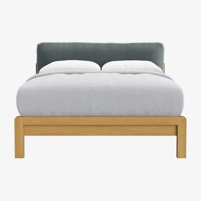 Loaf Slumberbatch Bed, Double (Flint Stone Clever Velvet, Light Oak)