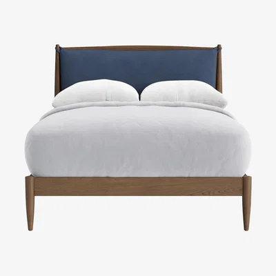 Loaf Bagel Bed in Dark Oak Double in Sloe Berry Bush Clever Cotton