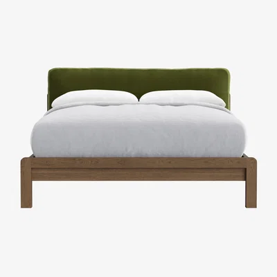 Loaf Slumberbatch Bed, King (Grass Clippings Clever Velvet, Dark Oak)