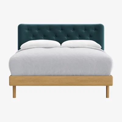 Loaf Dr Slow Bed, Double (Sopping Seagrass Clever Velvet, Light Oak)
