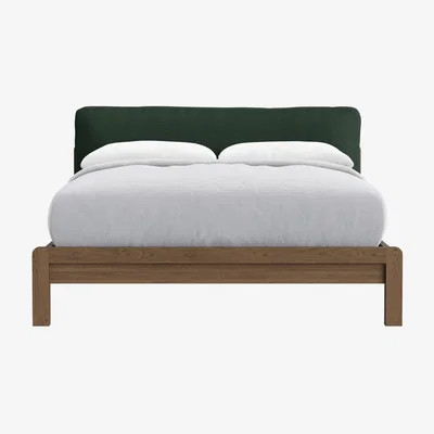 Loaf Slumberbatch Bed, King (Petrol Can Clever Slubby Linen, Dark Oak)
