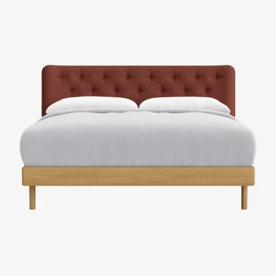 Loaf Dr Slow Bed, King (Brick Dust Clever Slubby Linen, Light Oak)