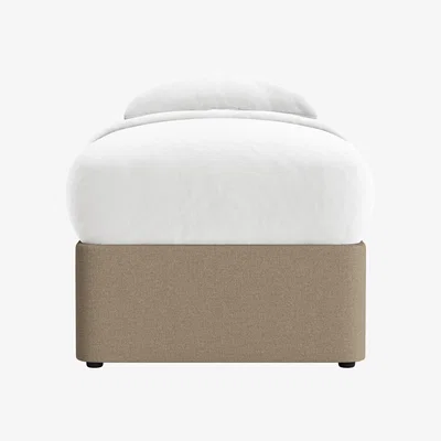 Loaf Side Stash 1.5 Drawer Bed Single with Left Hand Drawers in Portobello Mushroom Clever Slubby Linen