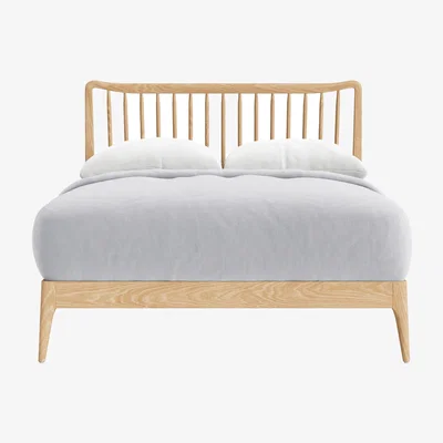 Loaf Spindle Bed in Whitewashed Oak Double (White Oak)