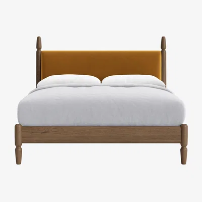 Loaf Kingsize Pippi Bed in Dark Oak in Butterscotch Clever Velvet