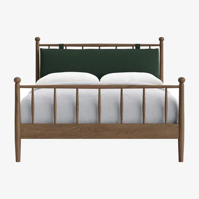 Loaf Poppins Bed, Double (Petrol Can Clever Slubby Linen, Dark Oak)