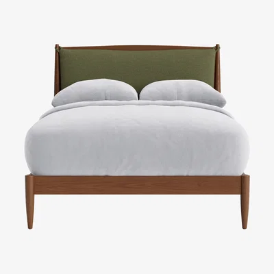 Loaf Bagel Bed, Double (Green Plumage Clever Slubby Linen, Warm Ash)