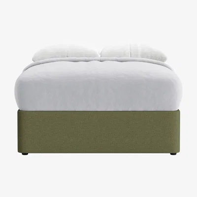 Loaf Side Stash 2 Drawer Bed, Double (Green Plumage Clever Slubby Linen)