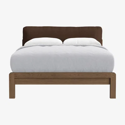 Loaf Slumberbatch Bed, Double (Brown Sauce Clever Linen, Dark Oak)
