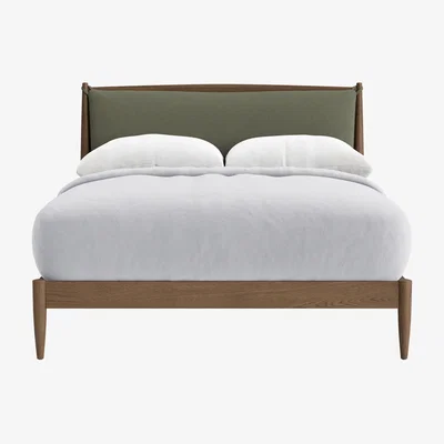 Loaf Bagel Bed, King (Sage Sprig Clever Slubby Cotton, Dark Oak)