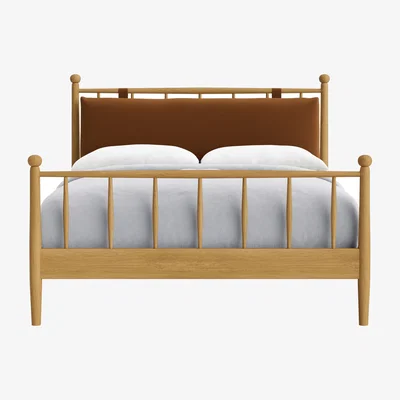 Loaf Poppins Bed, Double (Found Chestnut Clever Velvet, Light Oak)
