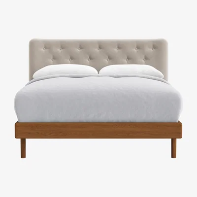 Loaf Double Dr Slow Bed in Warm Ash in Warm Dough Clever Velvet