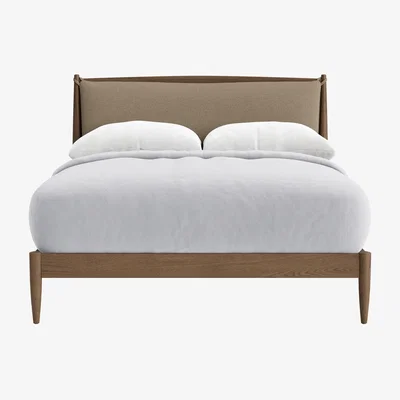 Loaf Bagel Bed, King (Portobello Mushroom Clever Slubby Linen, Dark Oak)