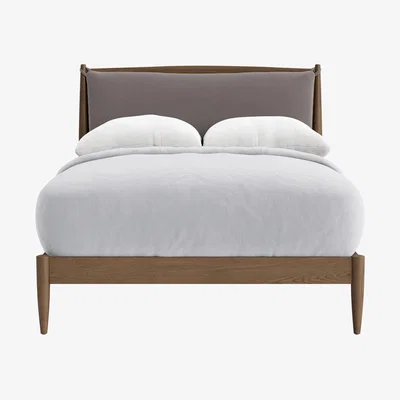 Loaf Bagel Bed in Dark Oak Double in Tarnished Silver Clever Velvet