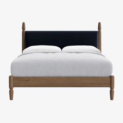 Loaf Pippi Bed, King (Liquorice Blue Clever Velvet, Dark Oak)