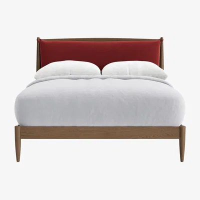 Loaf Bagel Bed in Dark Oak Kingsize in Rocking Horse Clever Velvet