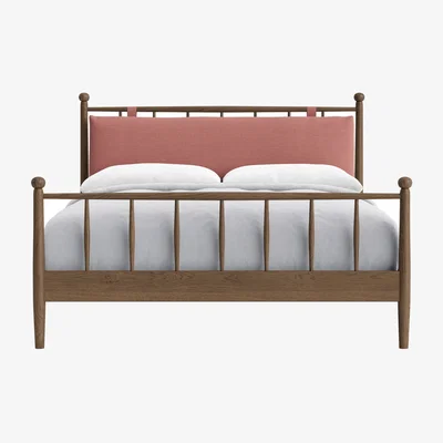 Loaf Poppins Bed, King (Pudding Pink Clever Linen, Dark Oak)