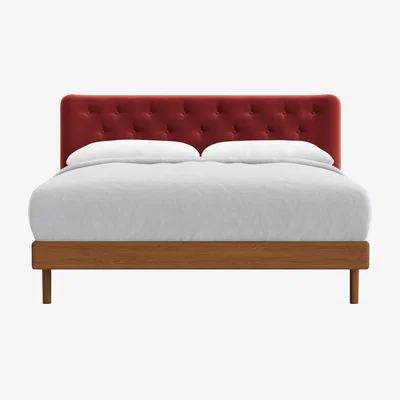Loaf Kingsize Dr Slow Bed in Warm Ash in Rocking Horse Clever Velvet