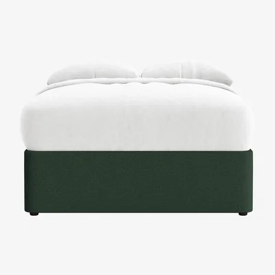 Loaf Side Stash 1.5 Drawer Bed Double in Petrol Can Clever Slubby Linen