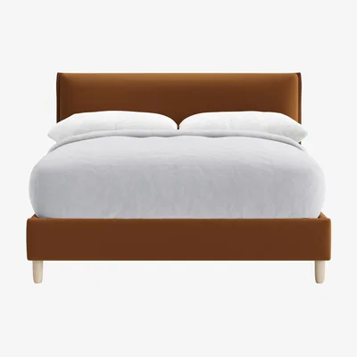 Loaf Double Archy Bed in Found Chestnut Clever Velvet