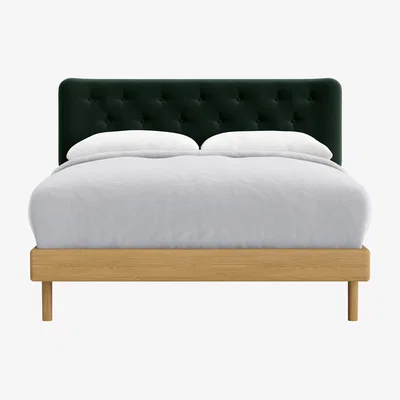 Loaf Double Dr Slow Bed in Light Oak in Christmas Tree Clever Velvet