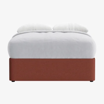 Loaf Side Stash 2 Drawer Bed, Double (Brick Dust Clever Slubby Linen)