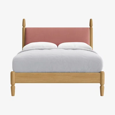 Loaf Double Pippi Bed in Light Oak in Pudding Pink Clever Linen