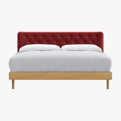 Loaf Superking Dr Slow Bed in Light Oak in Rocking Horse Clever Velvet
