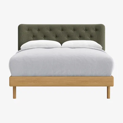 Loaf Double Dr Slow Bed in Light Oak in Baked Fig Clever Linen