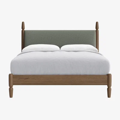 Loaf Pippi Bed, King (Pear Drop Clever Linen, Dark Oak)