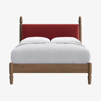 Loaf Double Pippi Bed in Dark Oak in Rocking Horse Clever Velvet