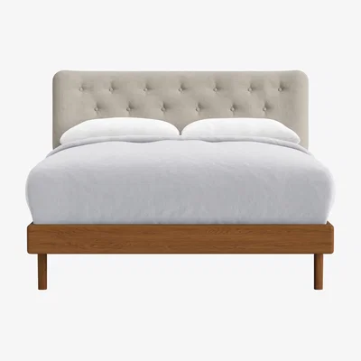 Loaf Dr Slow Bed, Double (Mushroom Stalk Clever Linen, Warm Ash)