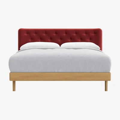 Loaf Kingsize Dr Slow Bed in Light Oak in Rocking Horse Clever Velvet