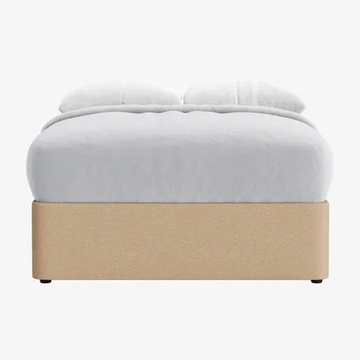 Loaf Side Stash 2 Drawer Bed, Double (Dipped Biscuit Clever Slubby Linen)