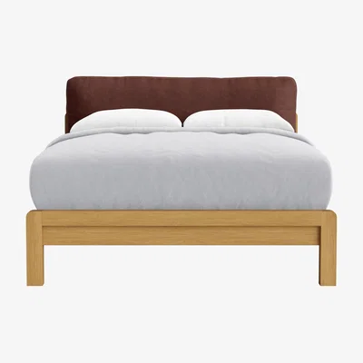 Loaf Slumberbatch Bed, Double (Mulberry Wine Clever Linen, Light Oak)
