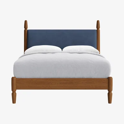 Loaf Double Pippi Bed in Warm Ash in Sloe Berry Bush Clever Cotton