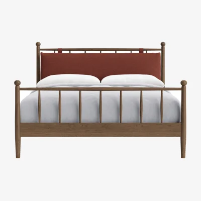 Loaf Poppins Bed, King (Brick Dust Clever Slubby Linen, Dark Oak)