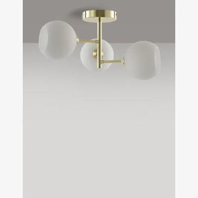 Marks & Spencer M&S Ribbed Globe Flush Ceiling Light - Polished Brass, Polished Brass