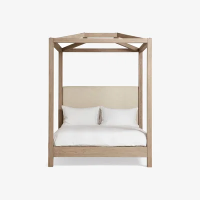 OKA OKA, Hester Four-Poster Bed - King Size - Bleached Oak, Four Poster Bed