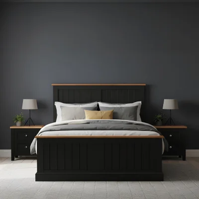 Oak&More Charlton Oak and Black Painted Double Bed