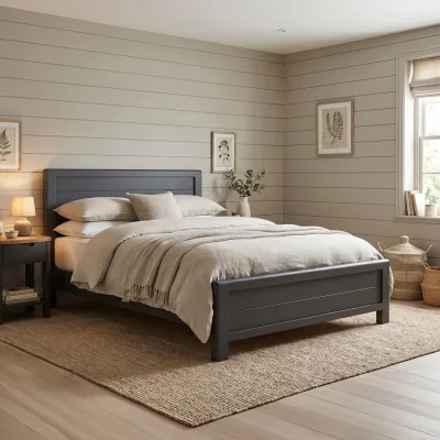 Oak&More Bradwell Oak and Charcoal Painted King Size Bed