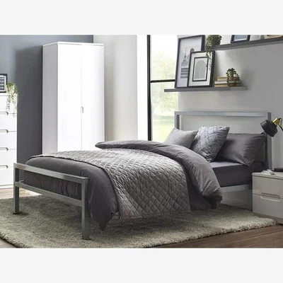 Downtown Julian Bowen Soto Metal Bedframe - Silver - 120cm Small Double