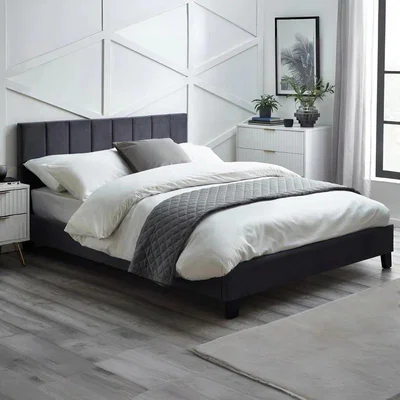 Downtown Julian Bowen Rosa Velvet Bed In A Box - Grey - 90cm Single