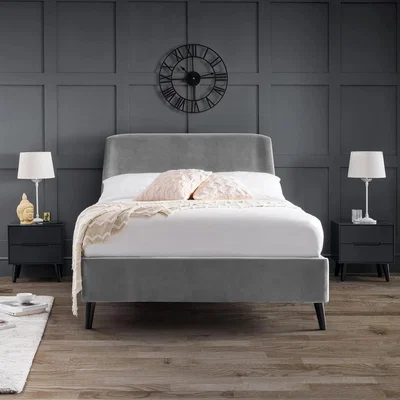 Downtown Julian Bowen Frida Curved Velvet Bed - Grey - 135cm Double